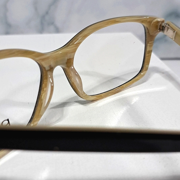 NEW Rx'able Eyeglass Frame by POMY, black/beige lightweight glasses 54-15-145 - Picture 4 of 5